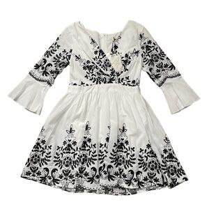 NEW Niny Collective White Embroidered Fit & Flare Dress